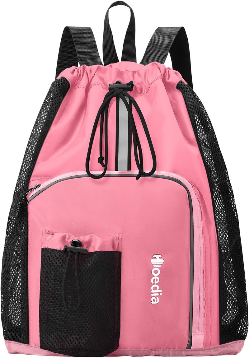 Hoedia Mesh Swim Bag Drawstring Backpack Beach Backpack for Swimming, Pool, Gym, and Workout Gear - Image 1